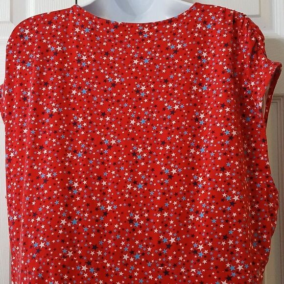 Lands' End red white blue patriotic july 4th faux wrap dress Sz 2X EUC - Picture 7 of 8